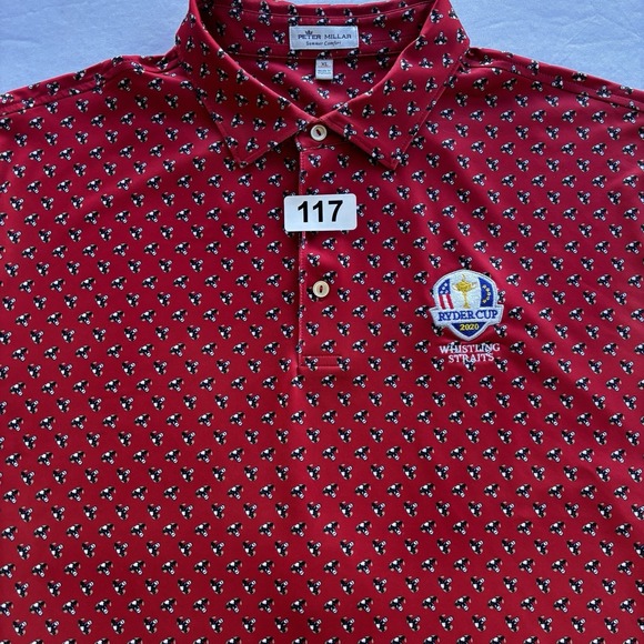 Peter Millar XL Ryder‎ Cup 2020 Whistling Straits Polo Red Cow Print Golf Shirt - Picture 9 of 9